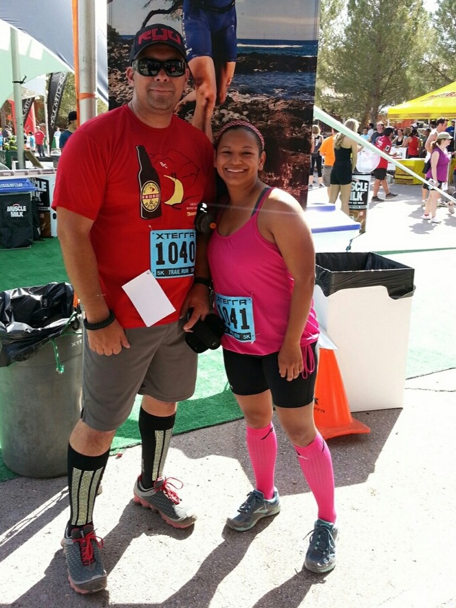  Post-race with my hubby! &nbsp;I love that he'll be running a few races with me this year!! It makes running that much more fun :) 