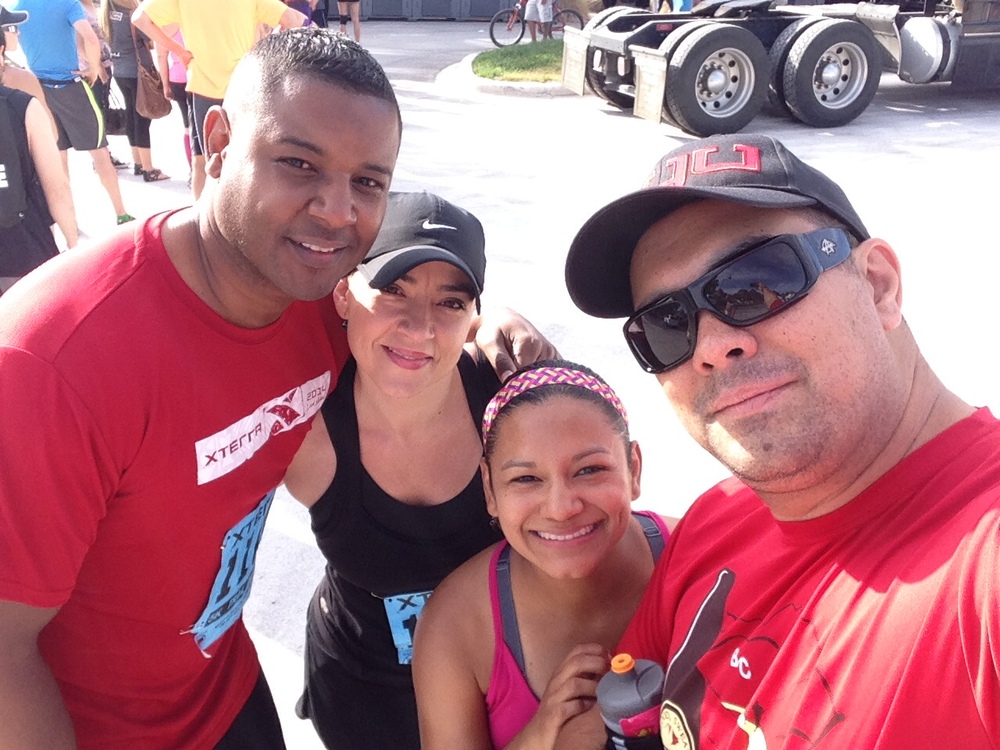  Before the race with our friends, Jessica & Geron. &nbsp;This was their first official race ever! So excited for them :) &nbsp;&nbsp; 
