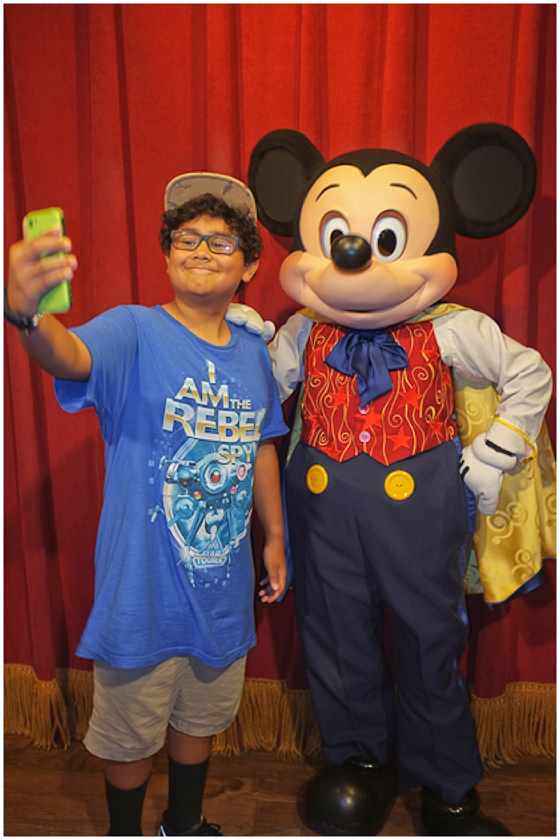   A selfie with Mickey, because why not. I love this kid!&nbsp;  