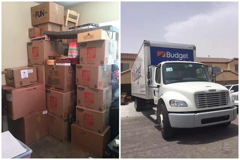   Tower of boxes and biggest moving truck we could find!  